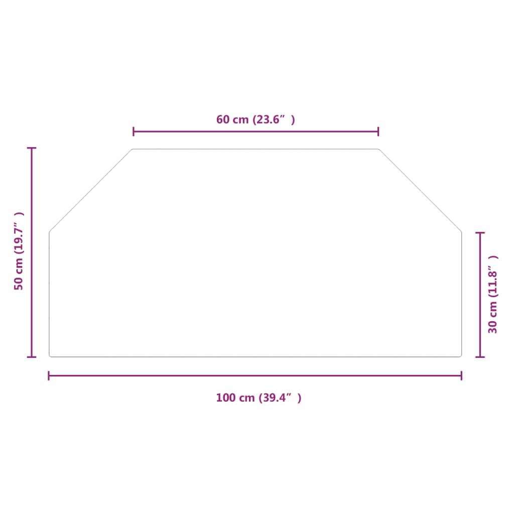 vidaXL Placa de vidro para lareira hexagonal 100x50 cm