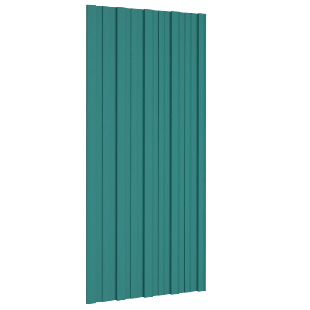 vidaXL Painéis de telhado 12 pcs 100x45 cm aço galvanizado verde