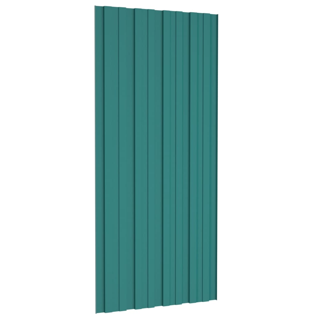 vidaXL Painéis de telhado 12 pcs 100x45 cm aço galvanizado verde