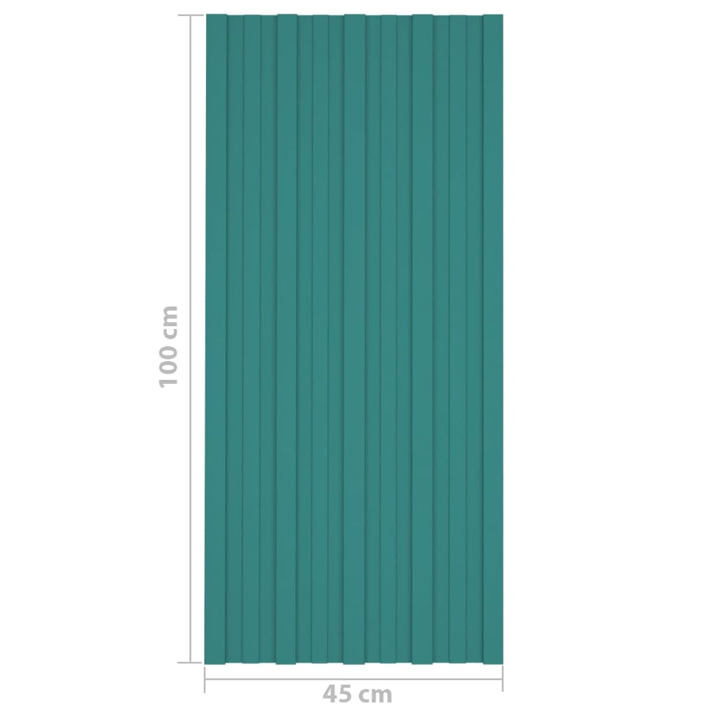 vidaXL Painéis de telhado 12 pcs 100x45 cm aço galvanizado verde