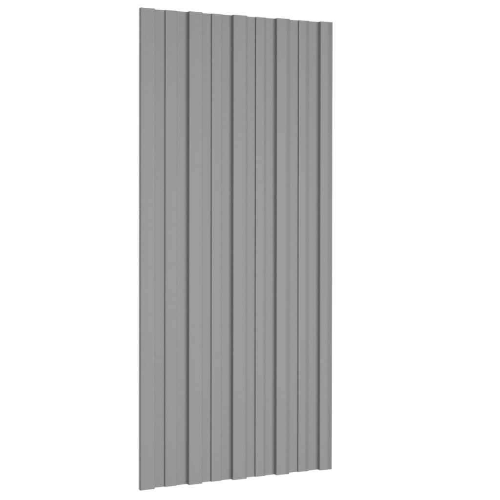 vidaXL Painéis de telhado 12 pcs 100x45 cm aço galvanizado cinzento