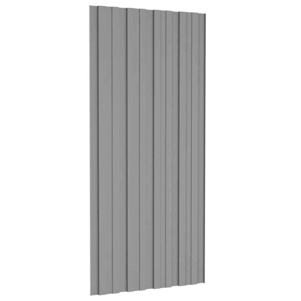 vidaXL Painéis de telhado 12 pcs 100x45 cm aço galvanizado cinzento