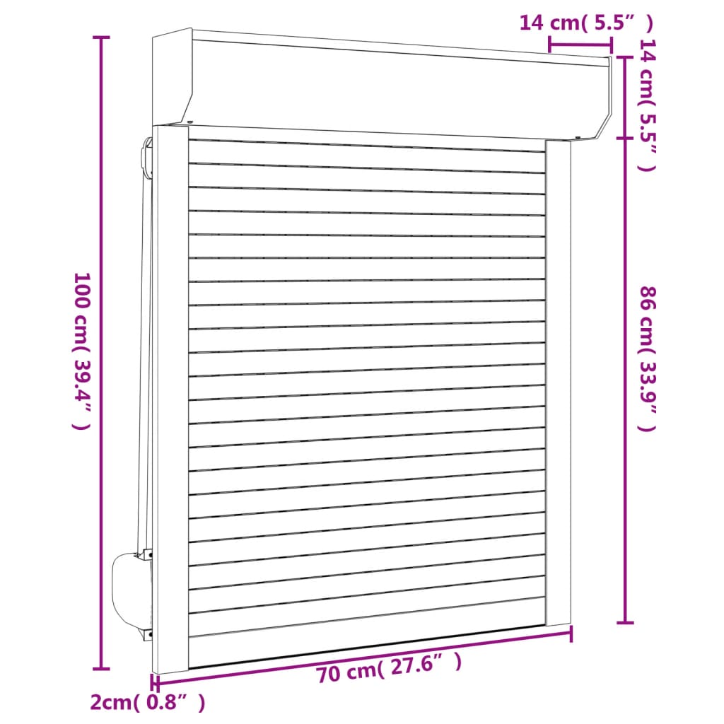 vidaXL Persiana de enrolar em alumínio 70x100 cm branco