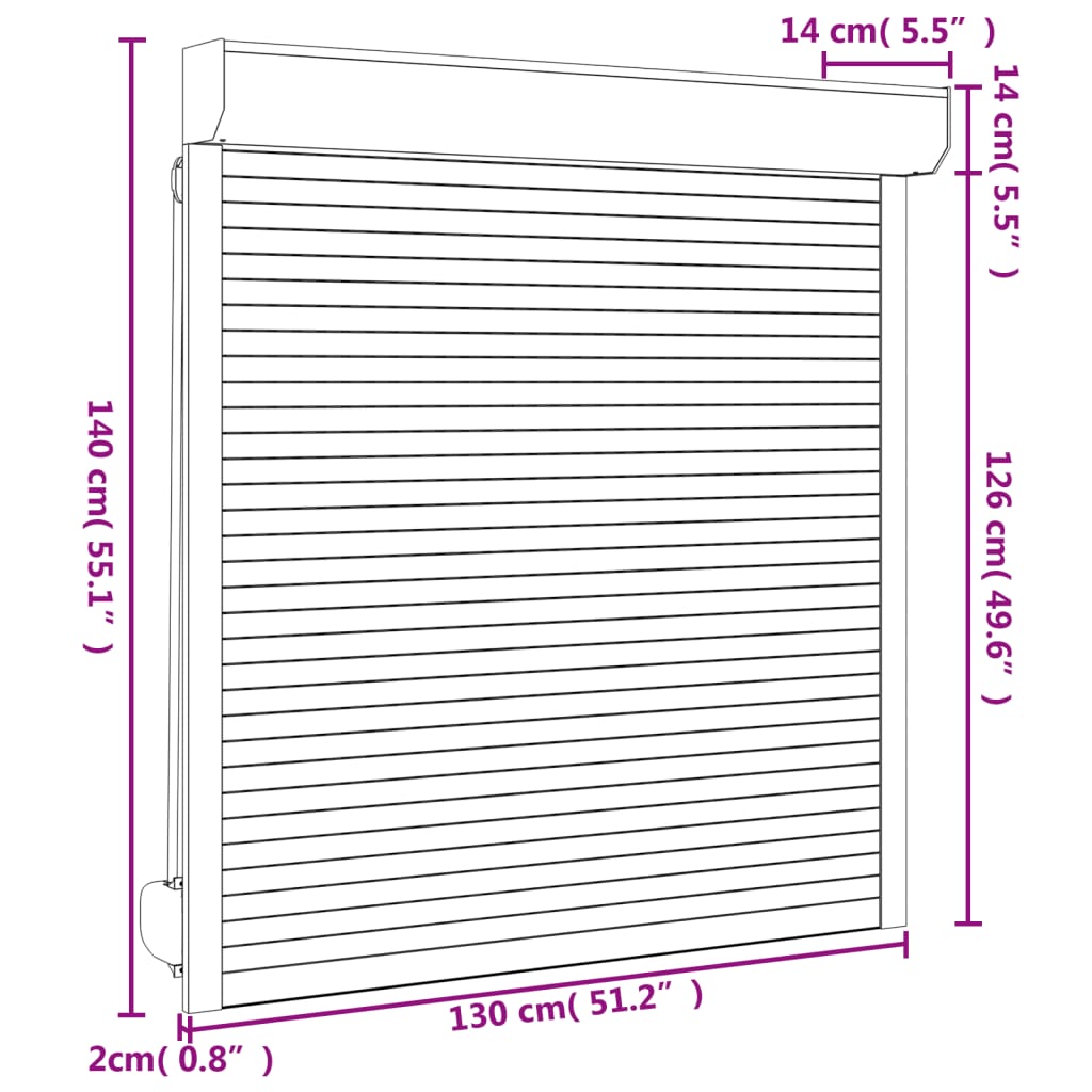 vidaXL Persiana de enrolar em alumínio 130x140 cm antracite