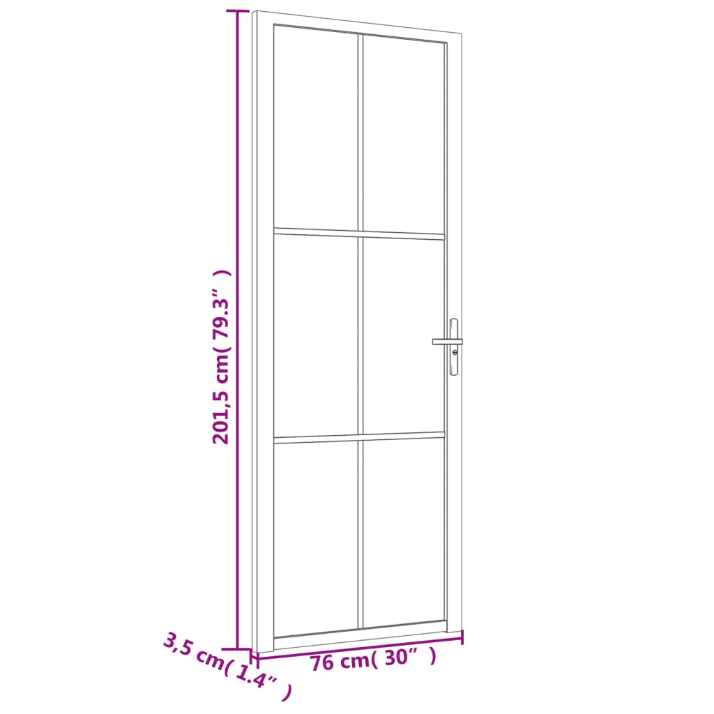 vidaXL Porta interior 76x201,5 cm vidro e alumínio preto mate