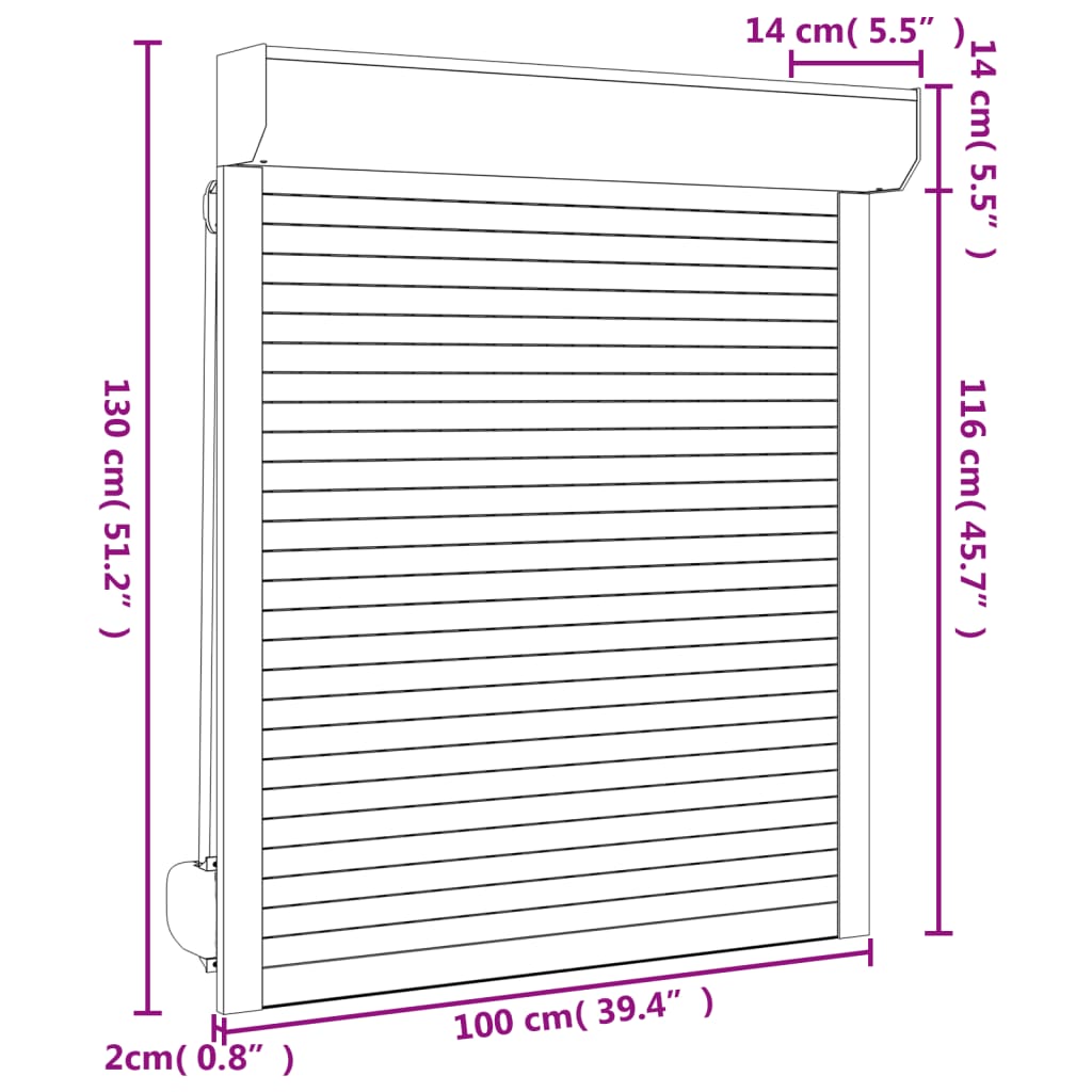 vidaXL Persiana de enrolar em alumínio 100x130 cm branco