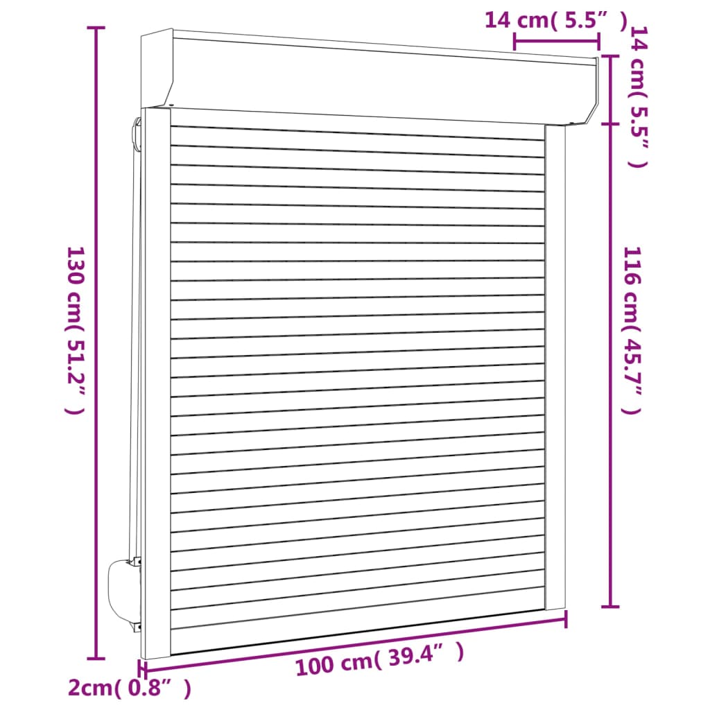 vidaXL Persiana de enrolar em alumínio 100x130 cm antracite