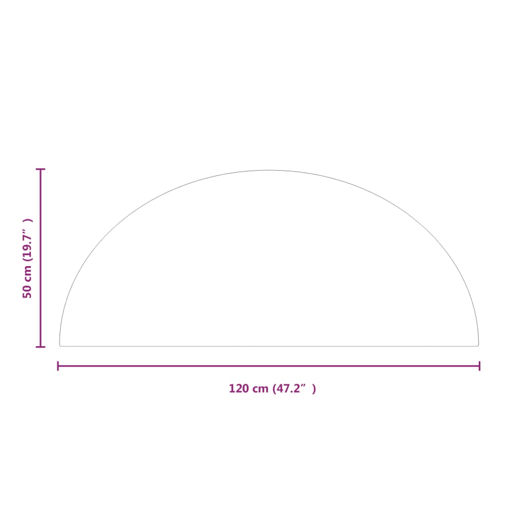 vidaXL Placa de vidro semicircular para lareira 1200x500 mm