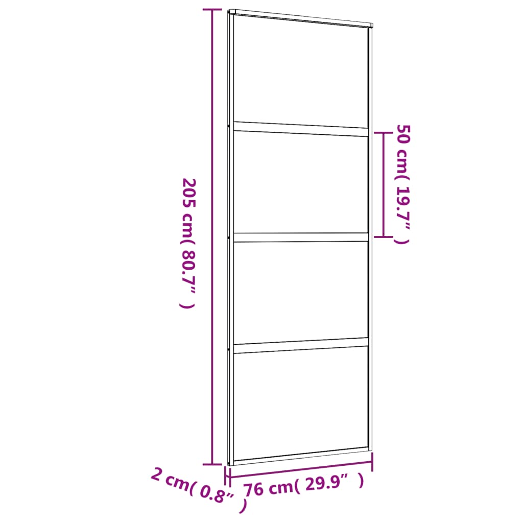 vidaXL Porta deslizante 76x205 cm vidro ESG/alumínio dourado