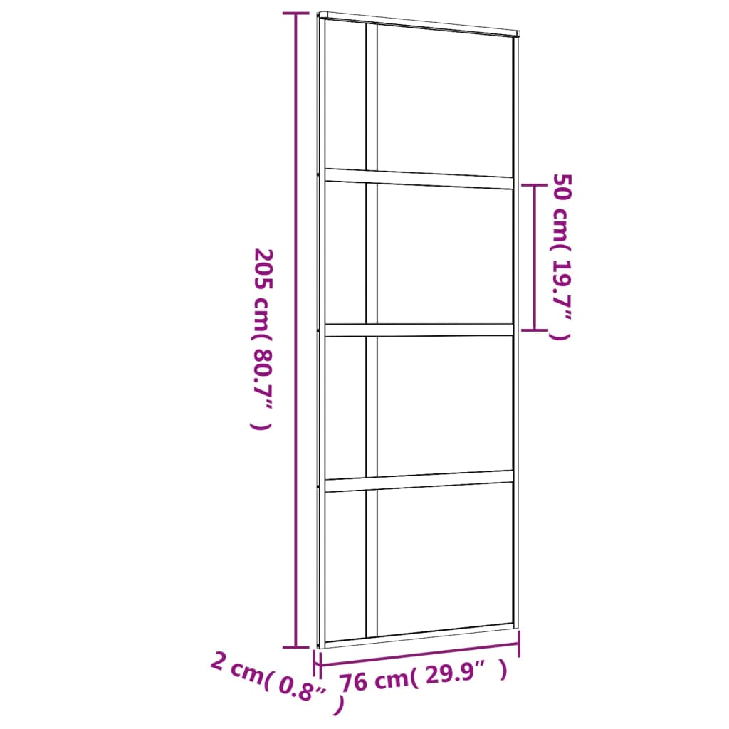 vidaXL Porta deslizante 76x205 cm vidro ESG/alumínio dourado