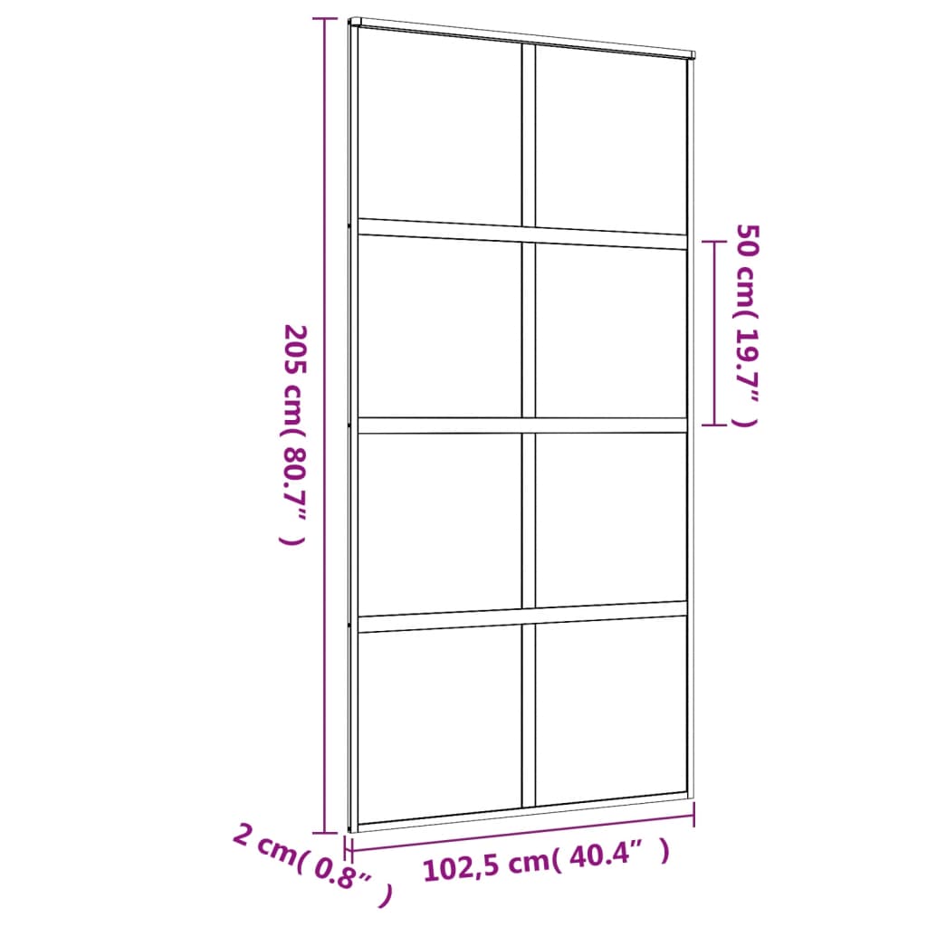 vidaXL Porta deslizante 102,5x205 cm vidro ESG/alumínio dourado