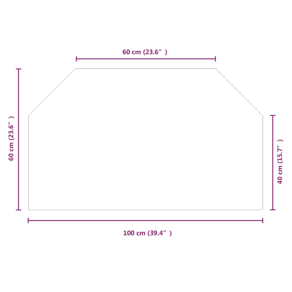 vidaXL Placa de vidro para lareira hexagonal 100x60 cm