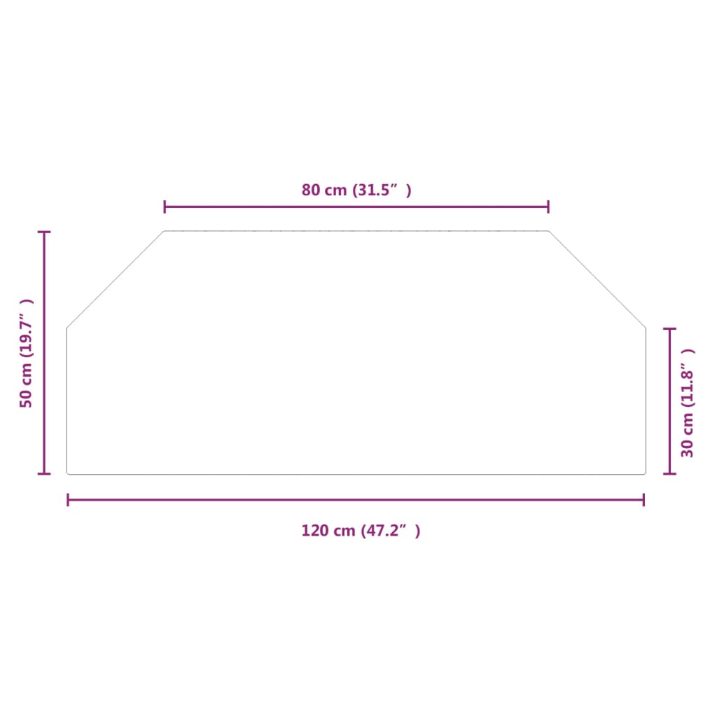 vidaXL Placa de vidro para lareira hexagonal 120x50 cm