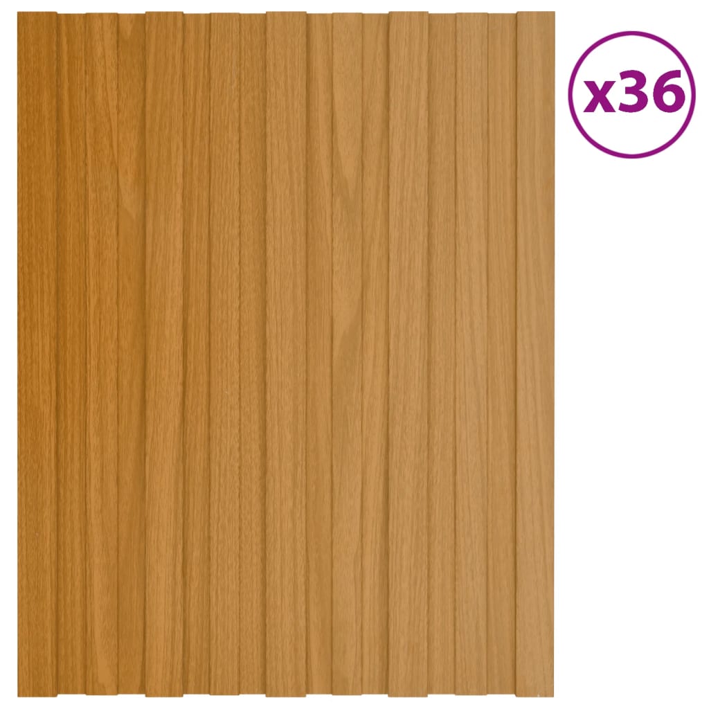 vidaXL Painel de telhado 36 pcs 60x45 cm aço galvanizado natural