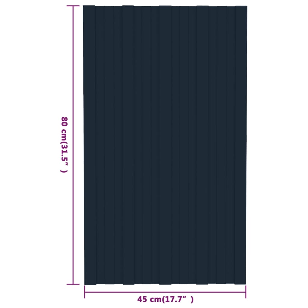 vidaXL Painéis de telhado 36 pcs 80x45 cm aço galvanizado antracite