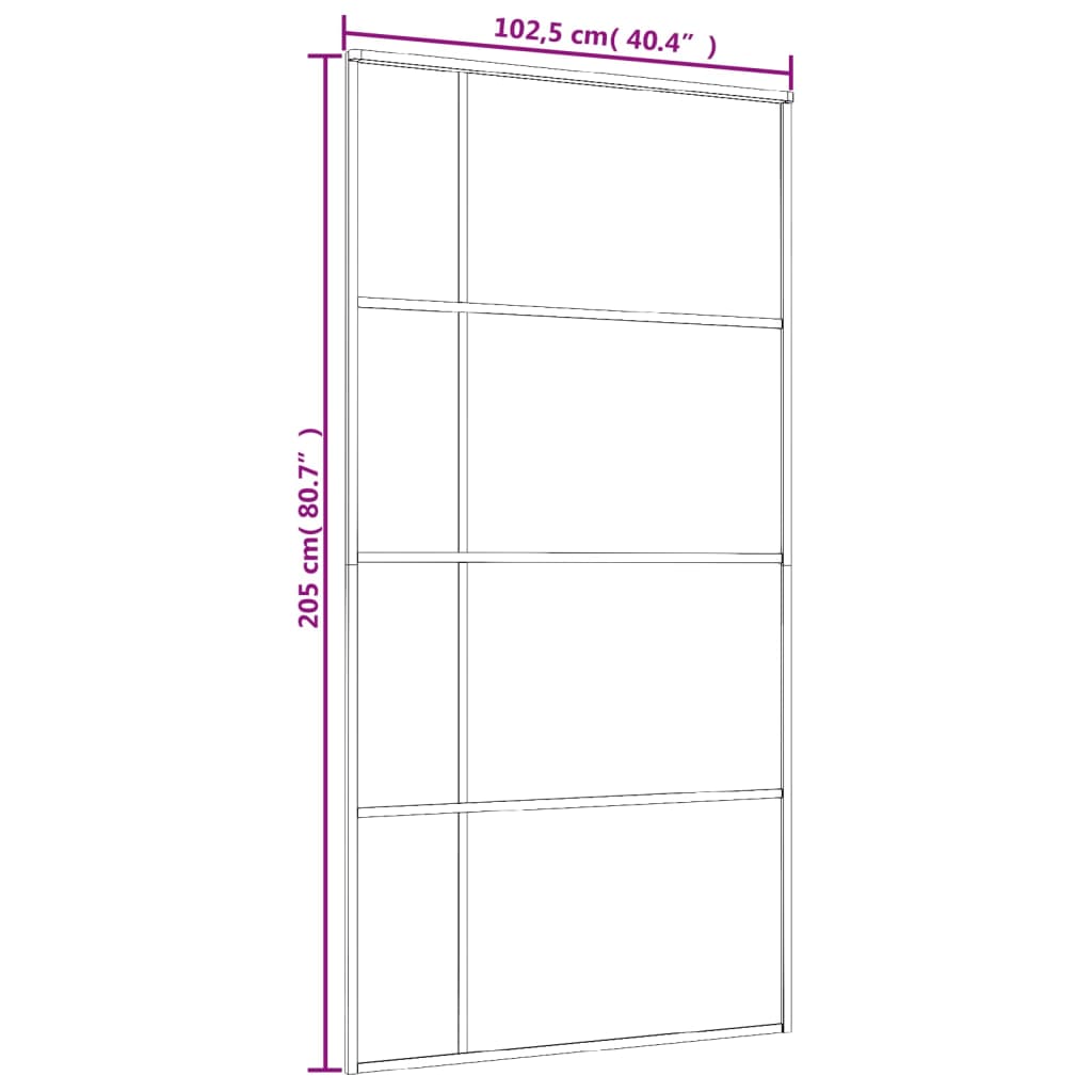 vidaXL Porta deslizante em vidro ESG e alumínio 102,5x205 cm branco