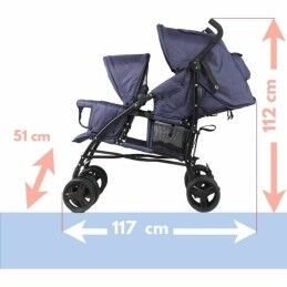 Bambisol|Carrinho de passeio para bebê Bambisol Double Cane Azul Marinho