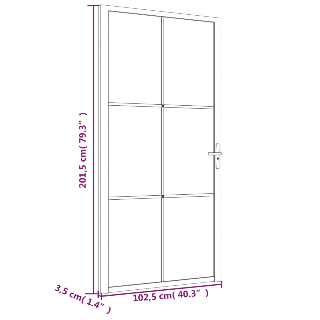 vidaXL Porta de interior 102,5x201,5 cm vidro mate e alumínio preto