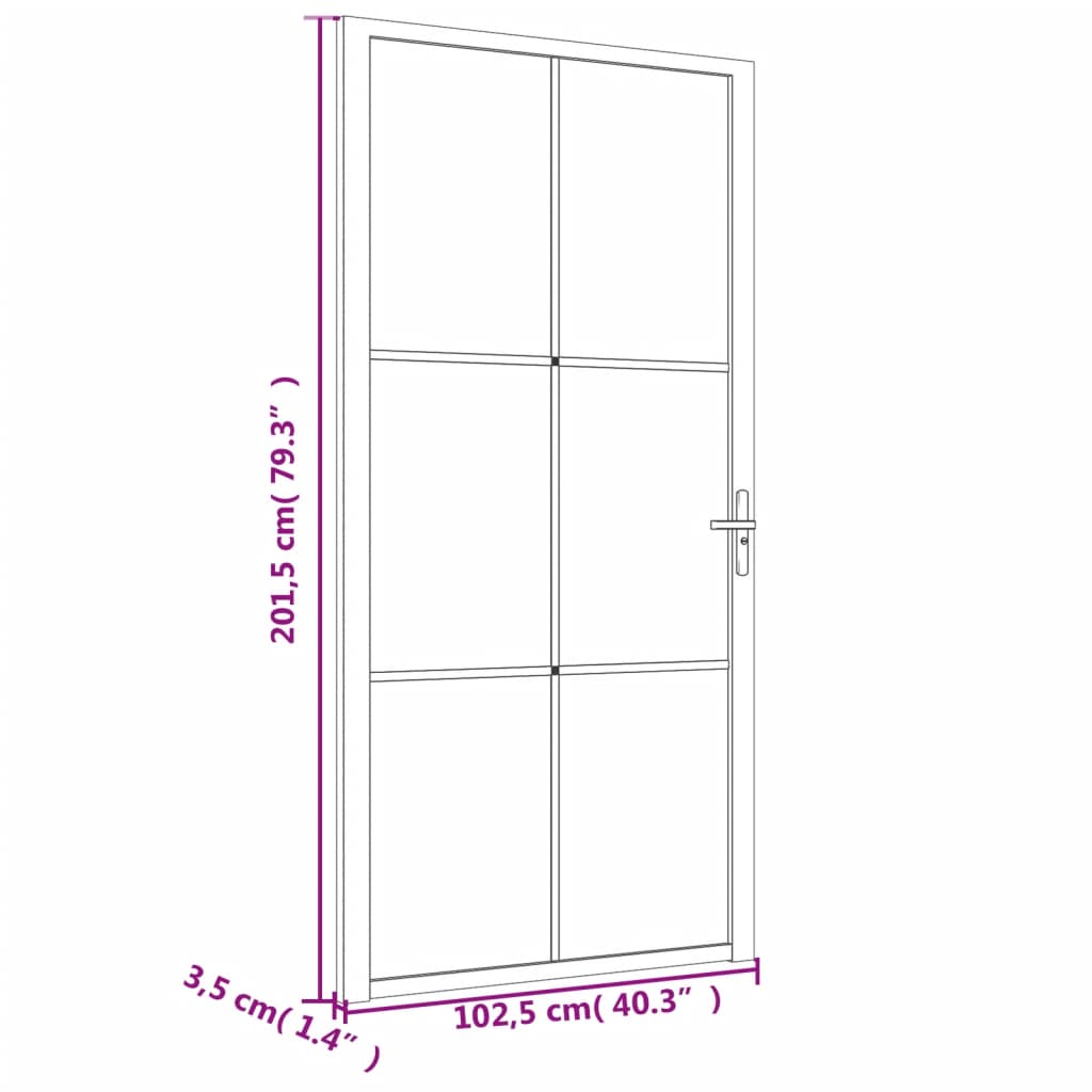 vidaXL Porta de interior 102,5x201,5 cm vidro ESG e alumínio preto