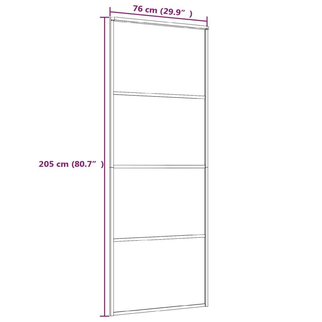 vidaXL Porta deslizante em vidro ESG fosco e alumínio 76x205 cm preto