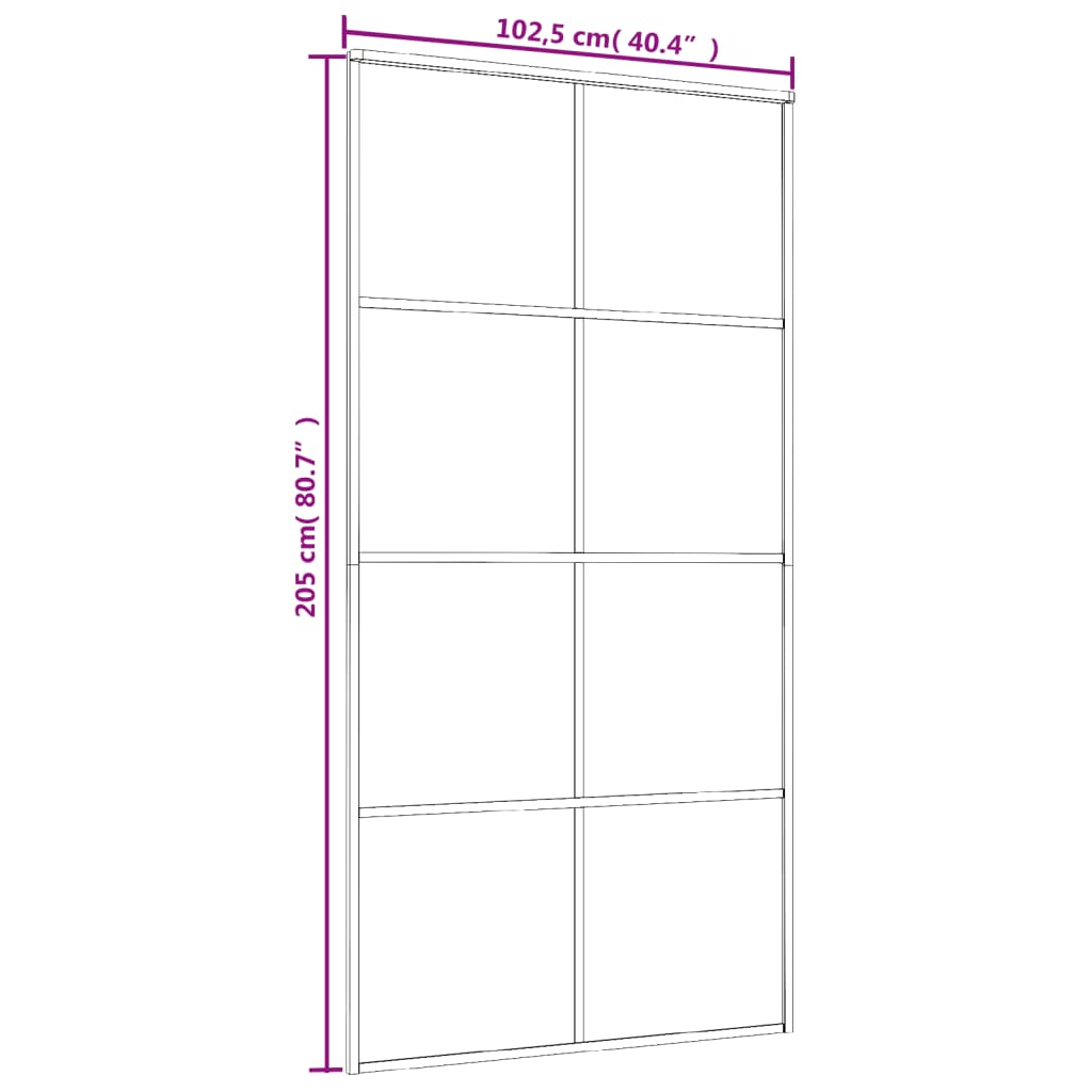 vidaXL Porta deslizante 102,5x205 cm vidro ESG e alumínio preto