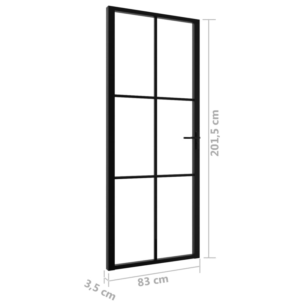 vidaXL Porta de interior em vidro ESG e alumínio 83x201,5 cm preto