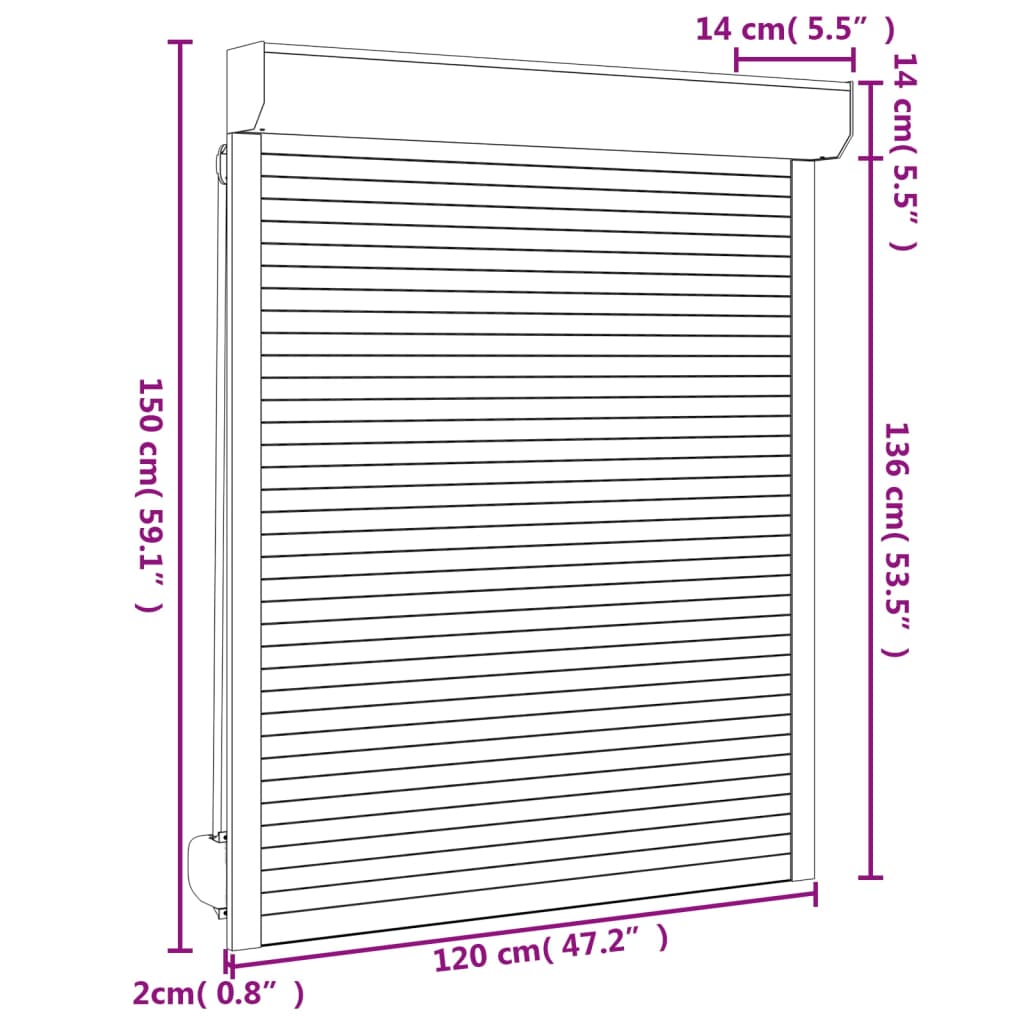 vidaXL Persiana de enrolar em alumínio 120x150 cm antracite