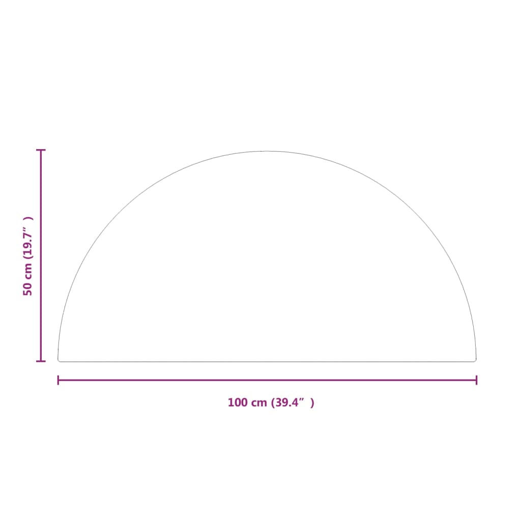 vidaXL Placa de vidro semicircular para lareira 1000x500 mm