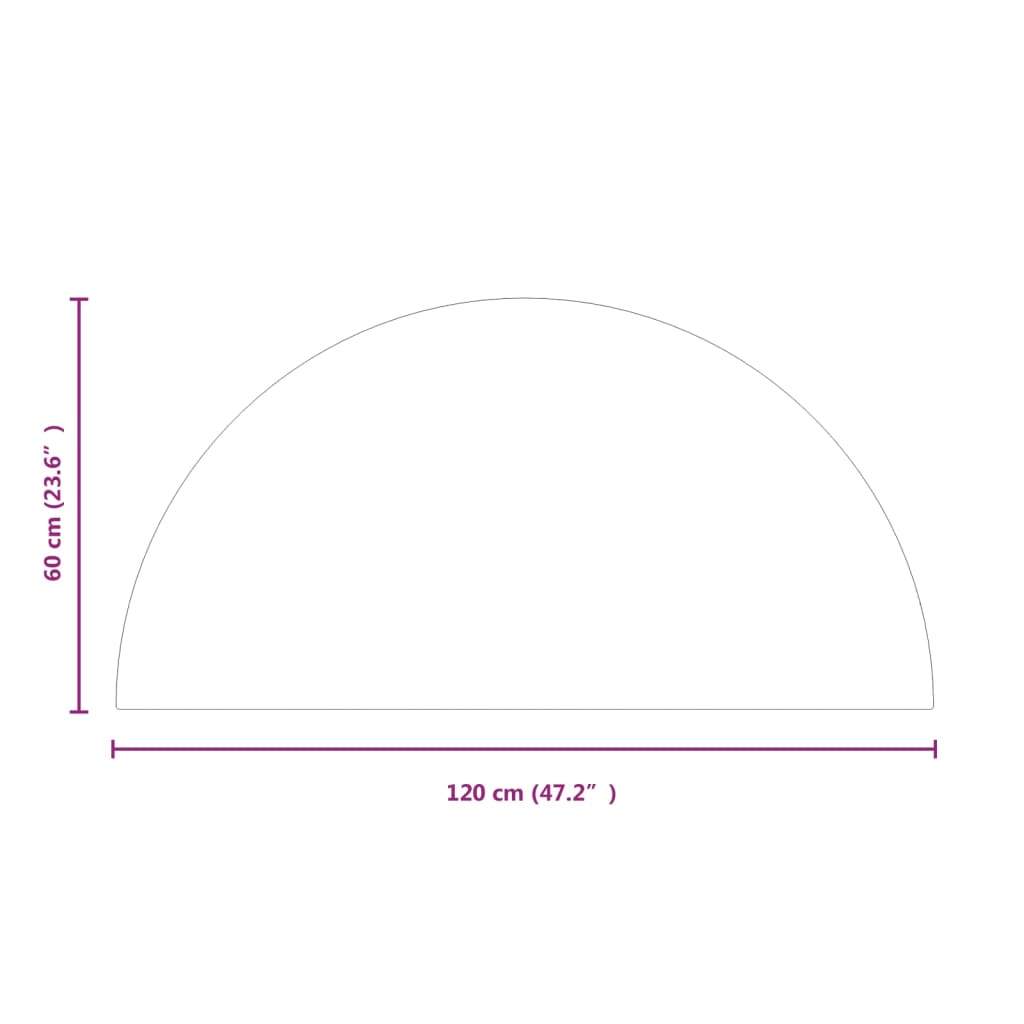 vidaXL Placa de vidro semicircular para lareira 1200x600 mm