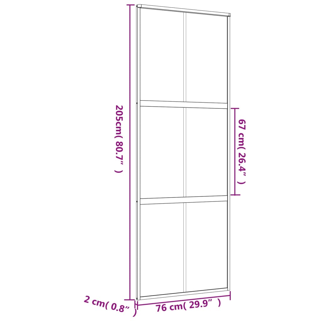 vidaXL Porta deslizante 76x205 cm vidro ESG/alumínio dourado