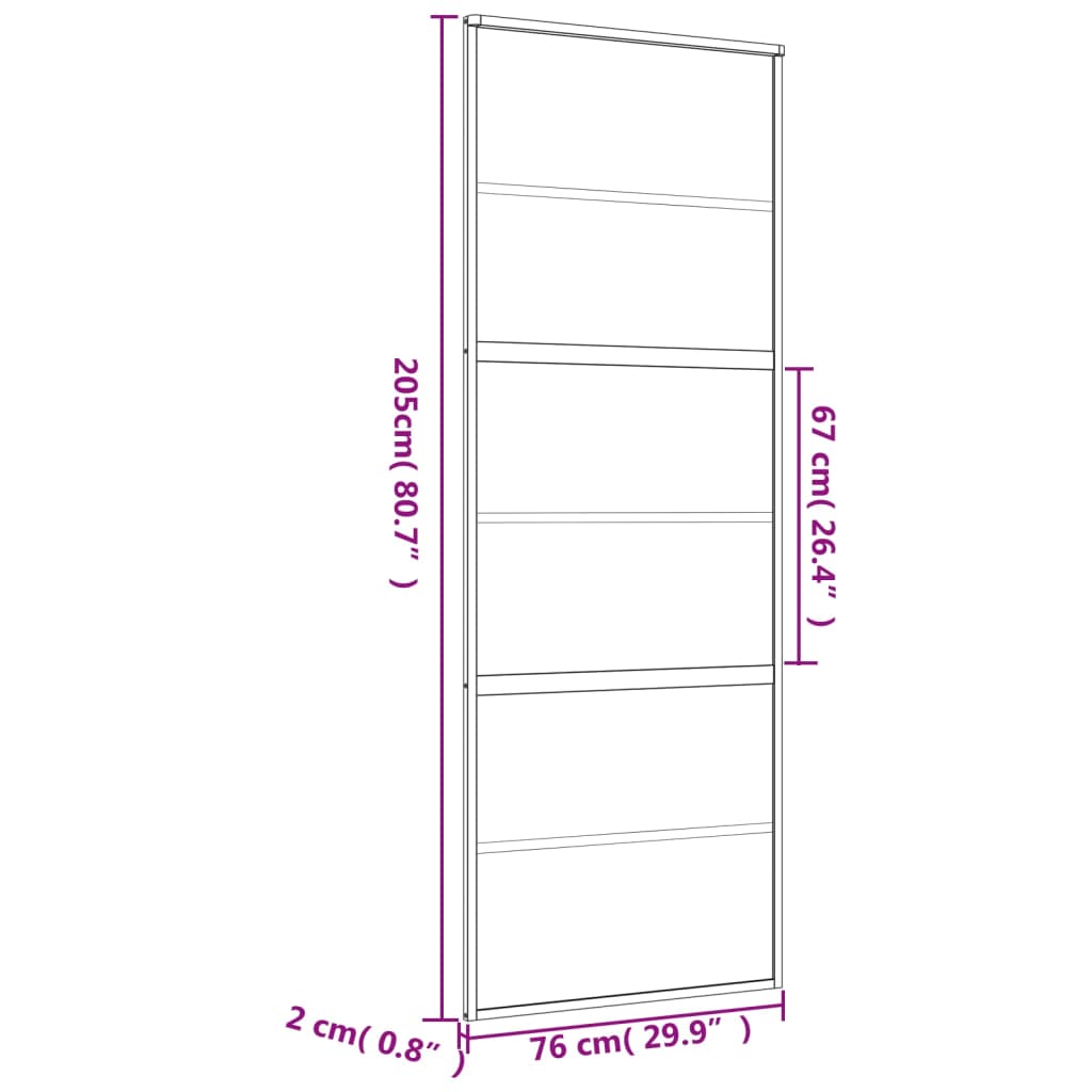 vidaXL Porta deslizante 76x205 cm vidro ESG fosco/alumínio dourado