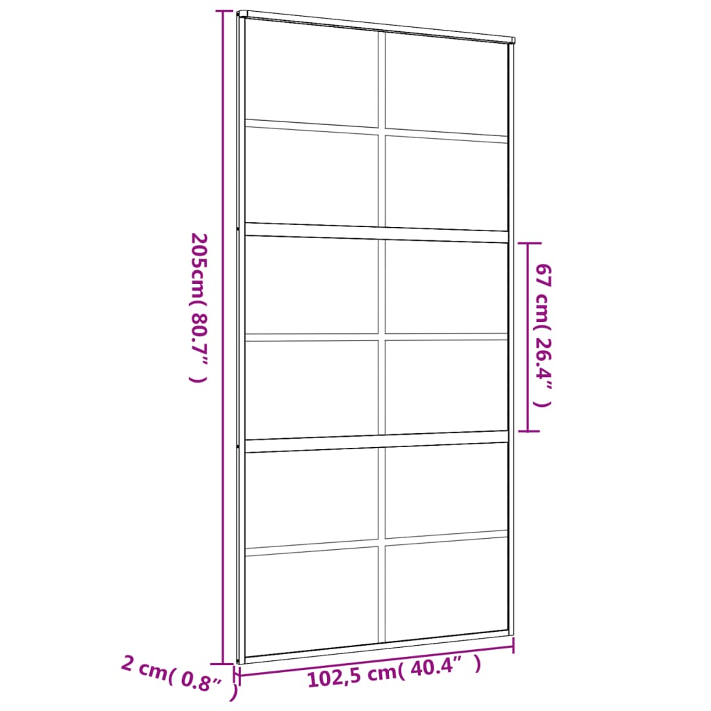 vidaXL Porta deslizante 102,5x205 cm vidro ESG/alumínio dourado