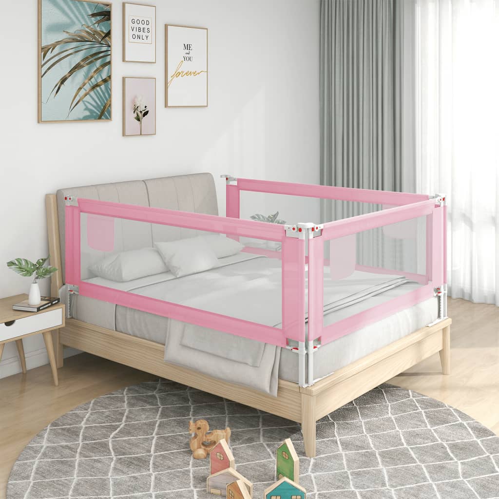 vidaXL Barra de segurança p/ cama infantil tecido 160x25 cm rosa