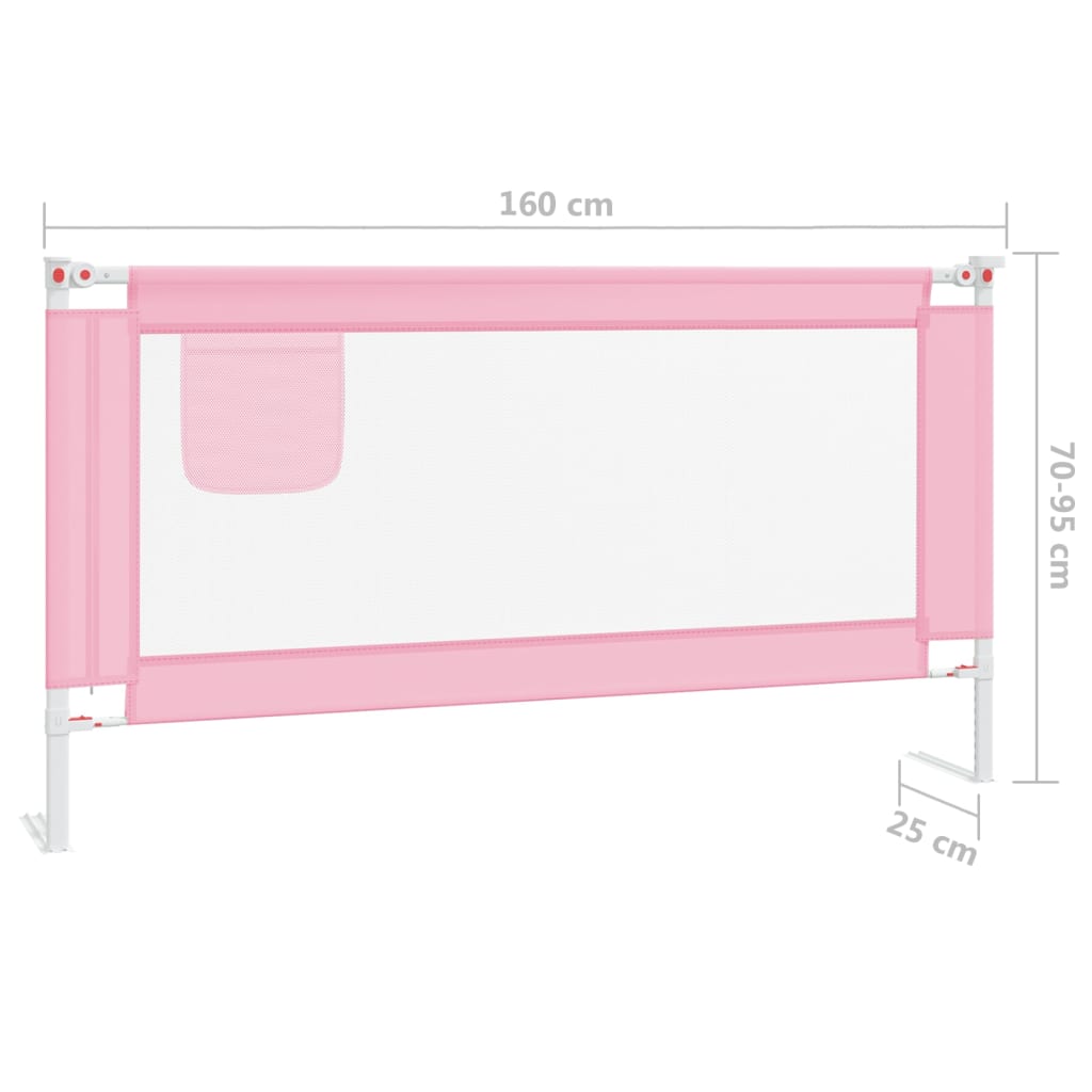 vidaXL Barra de segurança p/ cama infantil tecido 160x25 cm rosa