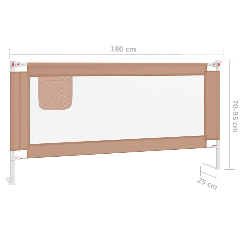 vidaXL Barra segur. p/ cama infantil tecido 180x25cm cinza-acastanhado