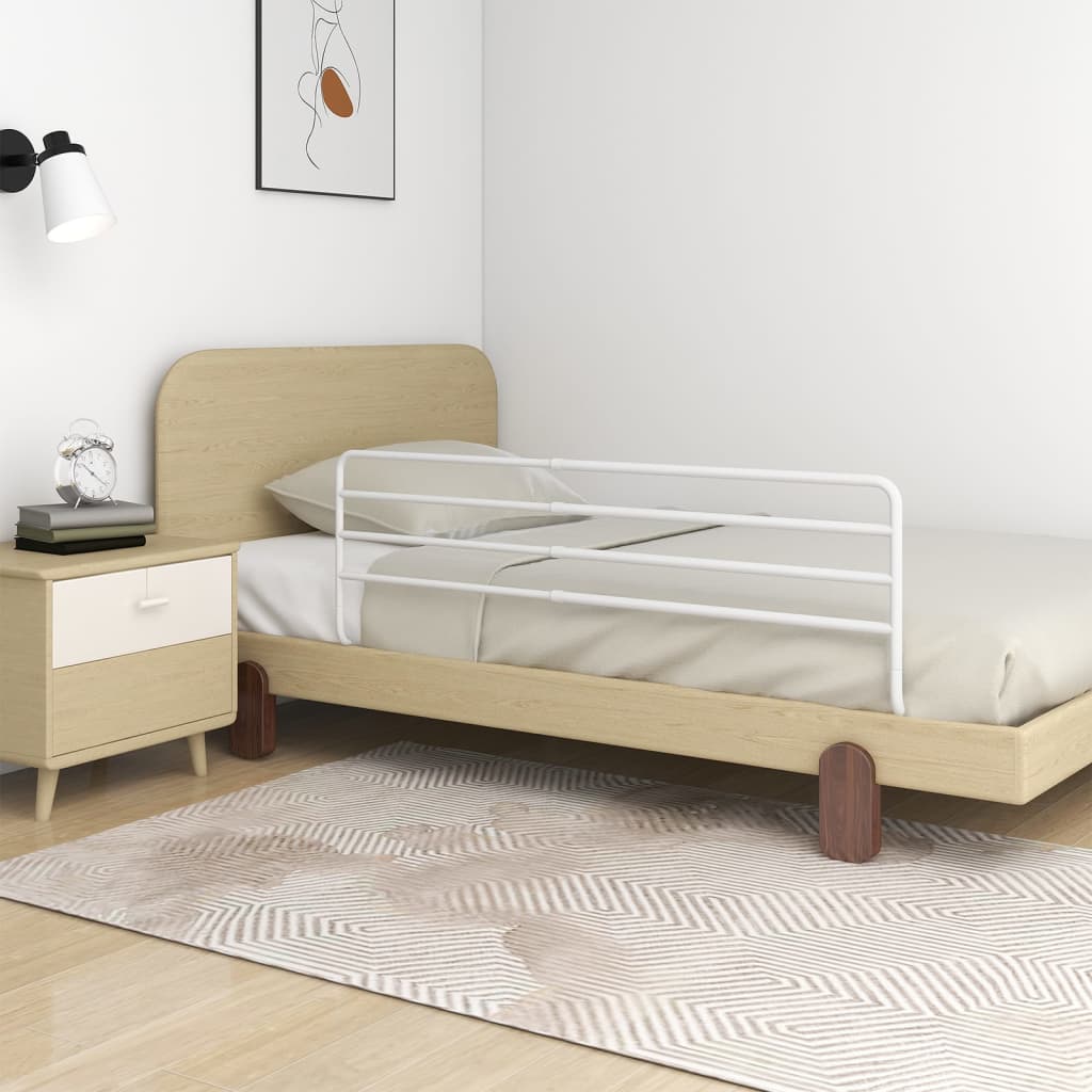 vidaXL Barra de segurança p/ cama infantil (76-137)x55 cm ferro branco