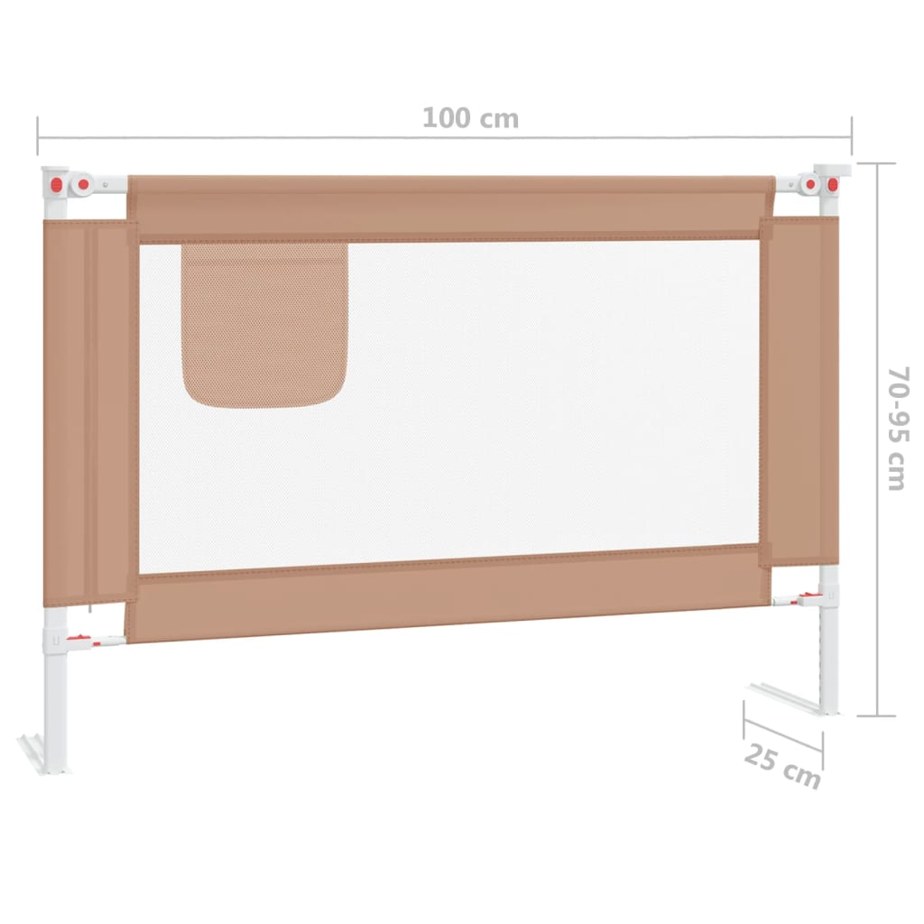 vidaXL Barra segur. p/ cama infantil tecido 100x25cm cinza-acastanhado