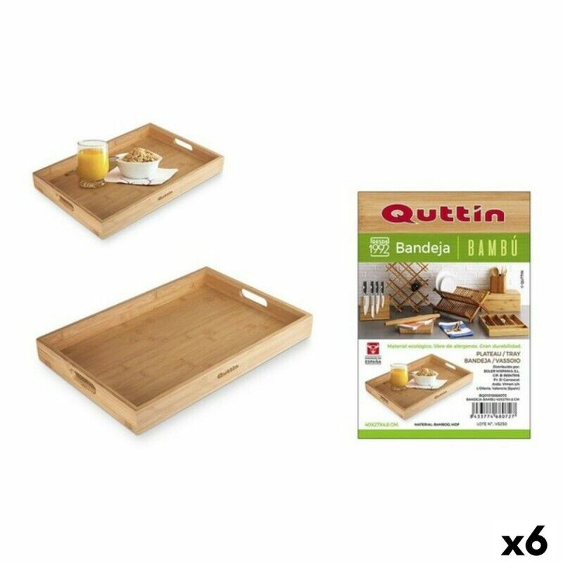 Quttin|Tabuleiro Quttin 62326 Bambu 40 x 27 x 4,6 cm (6 Unidades)