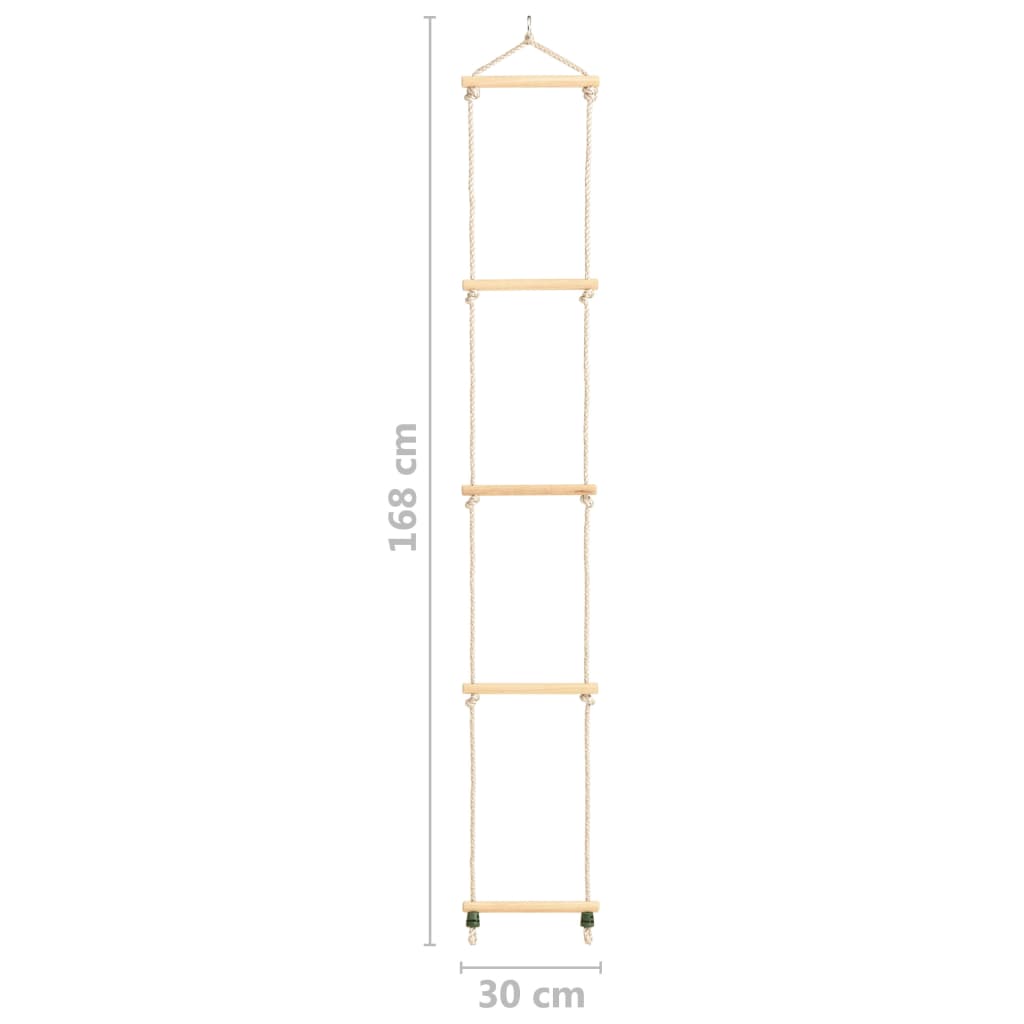 vidaXL Escada de corda infantil 30x168 cm madeira maciça e PE