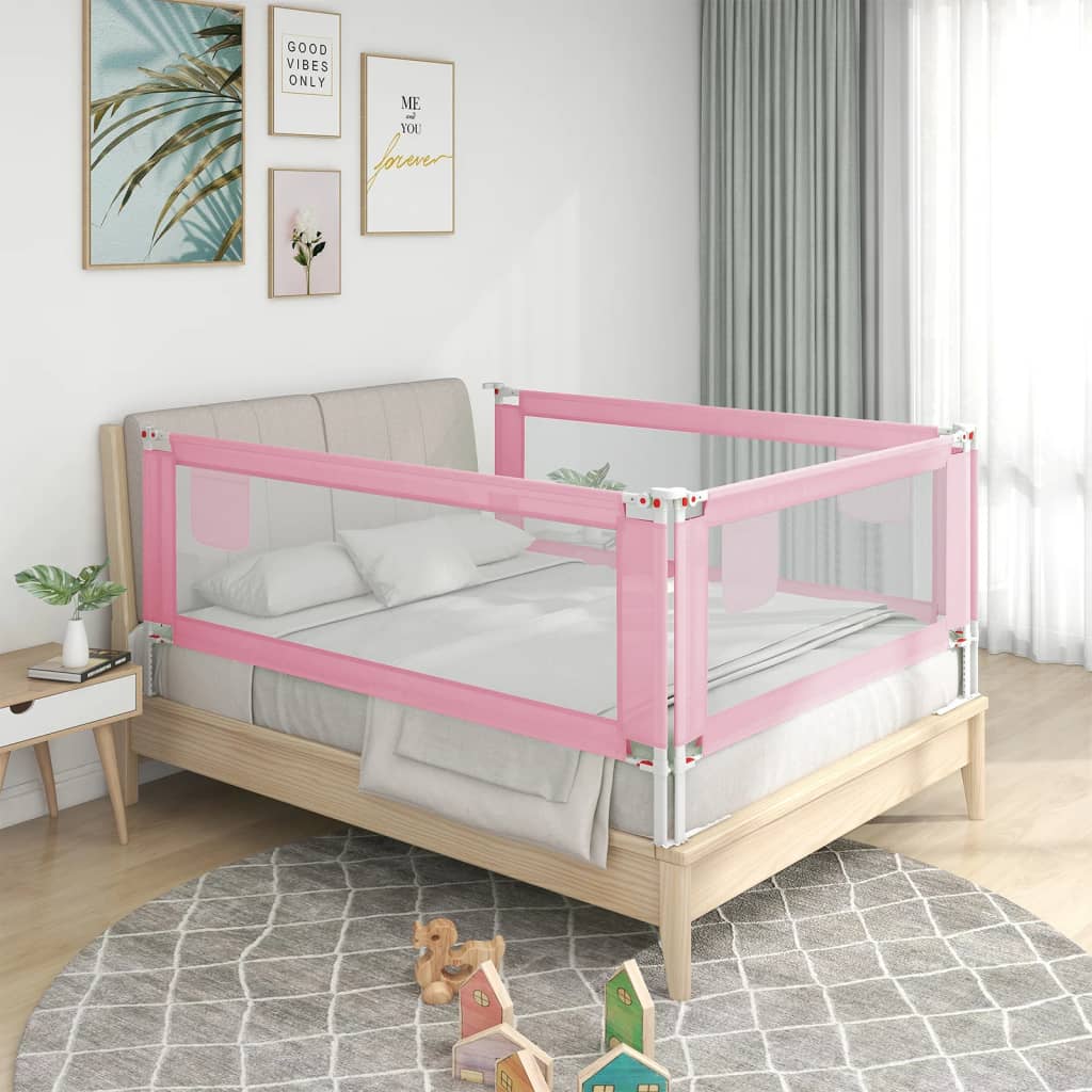 vidaXL Barra de segurança p/ cama infantil tecido 190x25 cm rosa