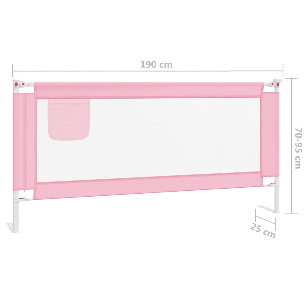 vidaXL Barra de segurança p/ cama infantil tecido 190x25 cm rosa