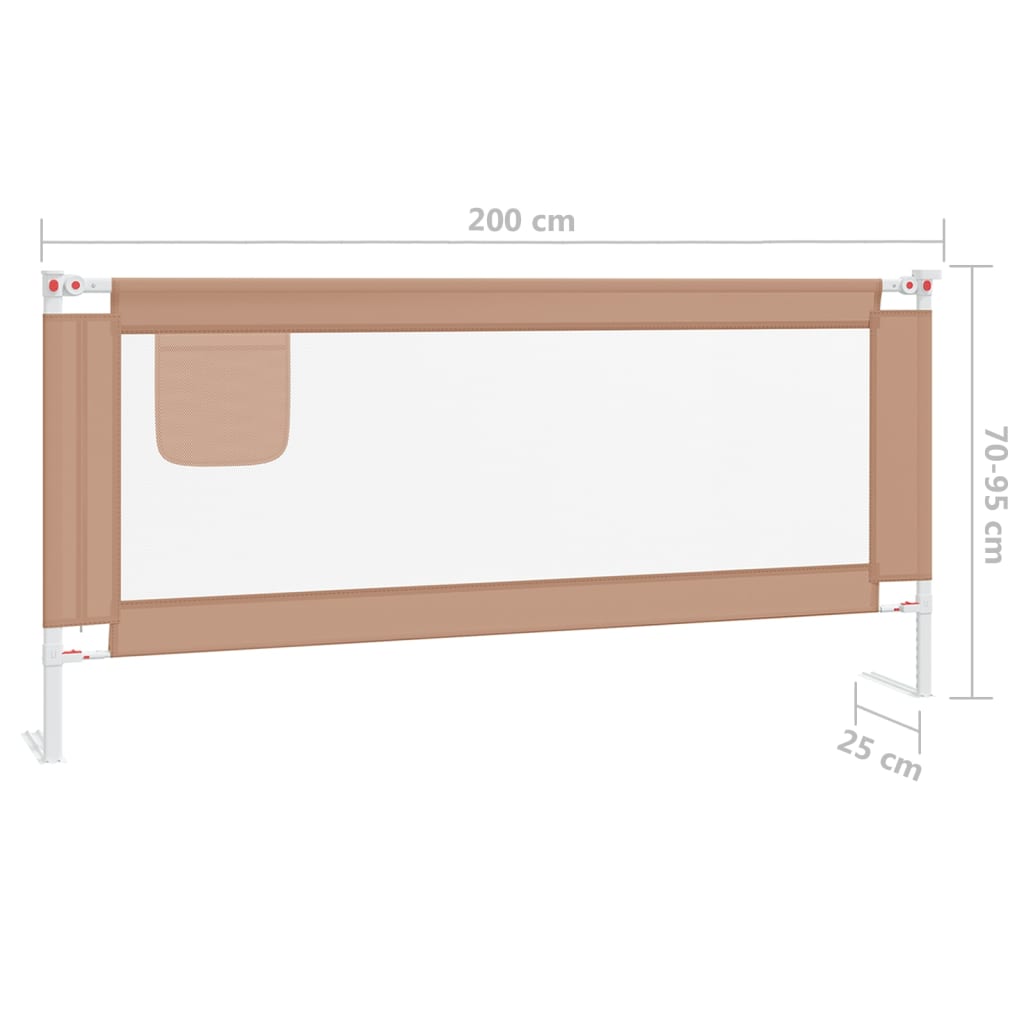 vidaXL Barra segur. p/ cama infantil tecido 200x25cm cinza-acastanhado