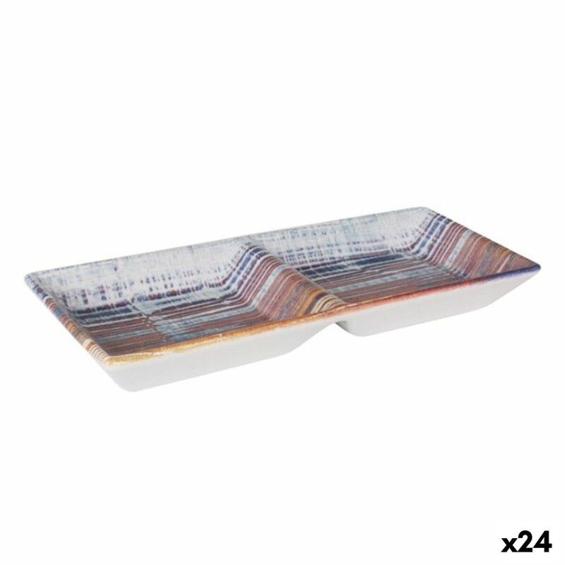 La Mediterránea|bandeja de aperitivos La Mediterránea Boreal 2 Compartimentos 25 x 11 x 3 cm (24 Unidades)