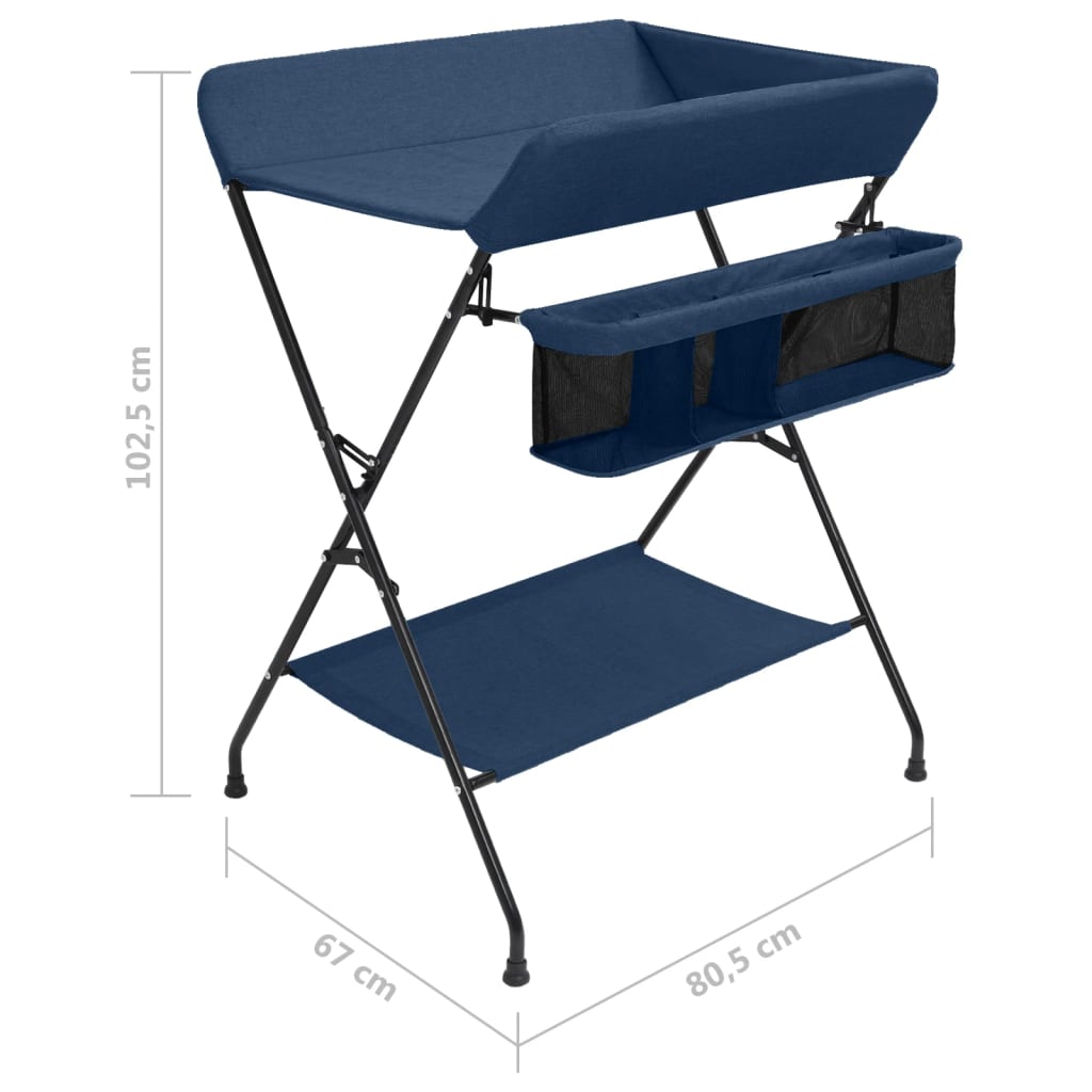 vidaXL Mesa muda-fraldas ferro azul-marinho