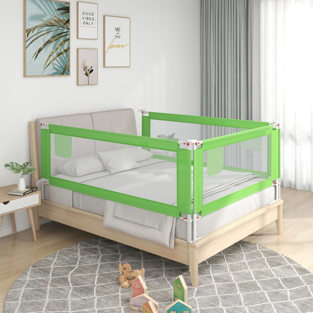 vidaXL Barra de segurança p/ cama infantil tecido 140x25 cm verde