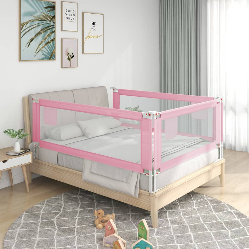 vidaXL Barra de segurança p/ cama infantil tecido 120x25 cm rosa