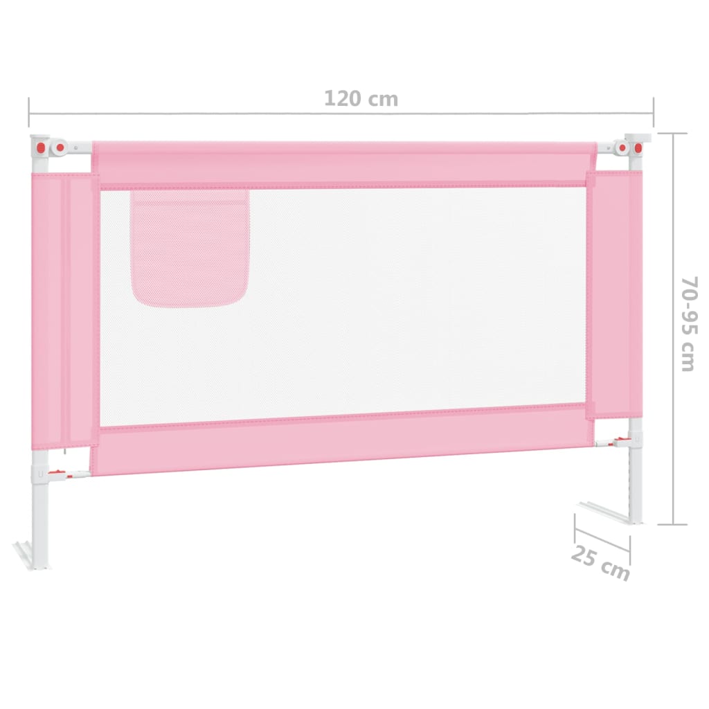 vidaXL Barra de segurança p/ cama infantil tecido 120x25 cm rosa