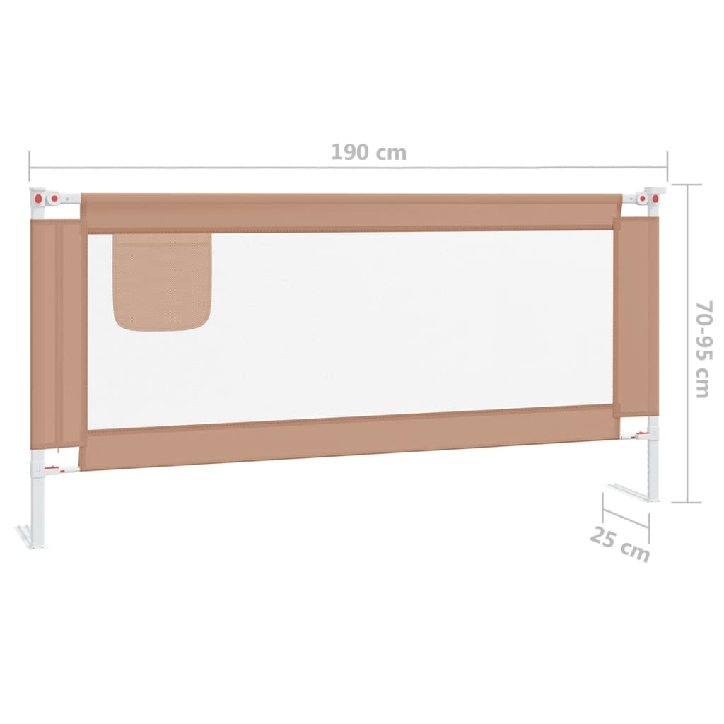 vidaXL Barra segur. p/ cama infantil tecido 190x25cm cinza-acastanhado