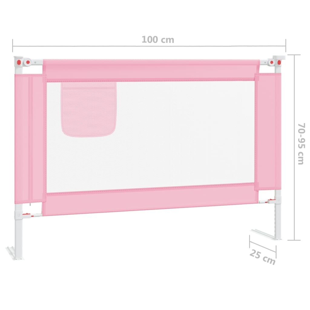 vidaXL Barra de segurança p/ cama infantil tecido 100x25 cm rosa