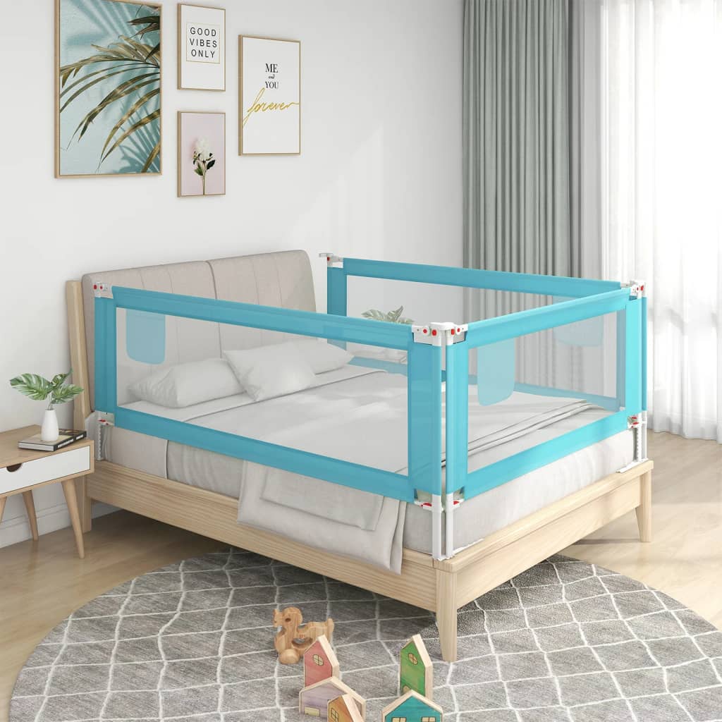 vidaXL Barra de segurança p/ cama infantil tecido 140x25 cm azul